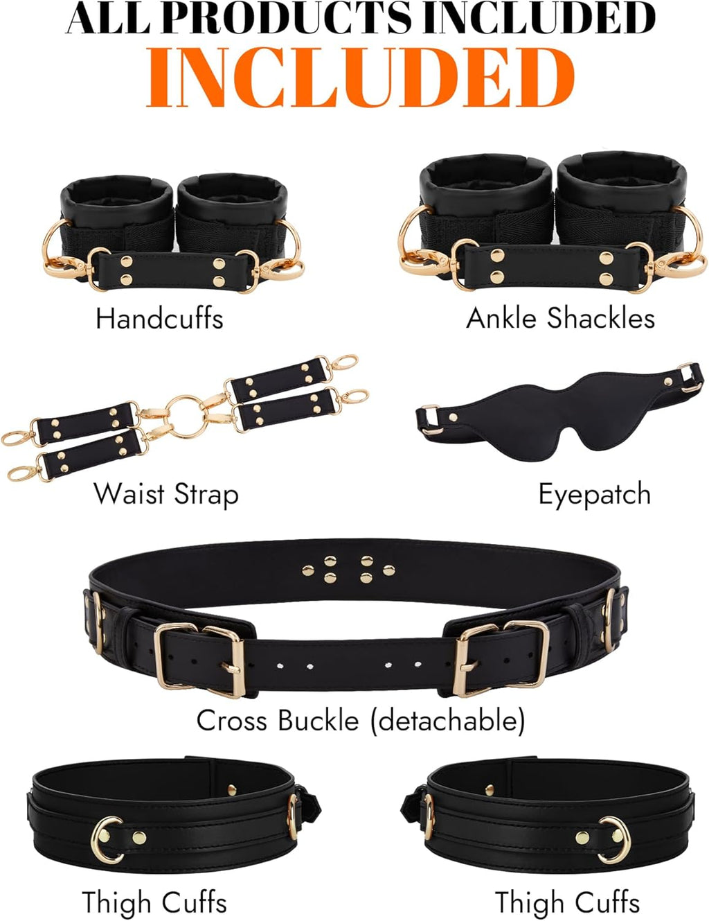 Lori™ – Leder-Bondage-Set mit Riemen & Fesseln (9-Teilig)