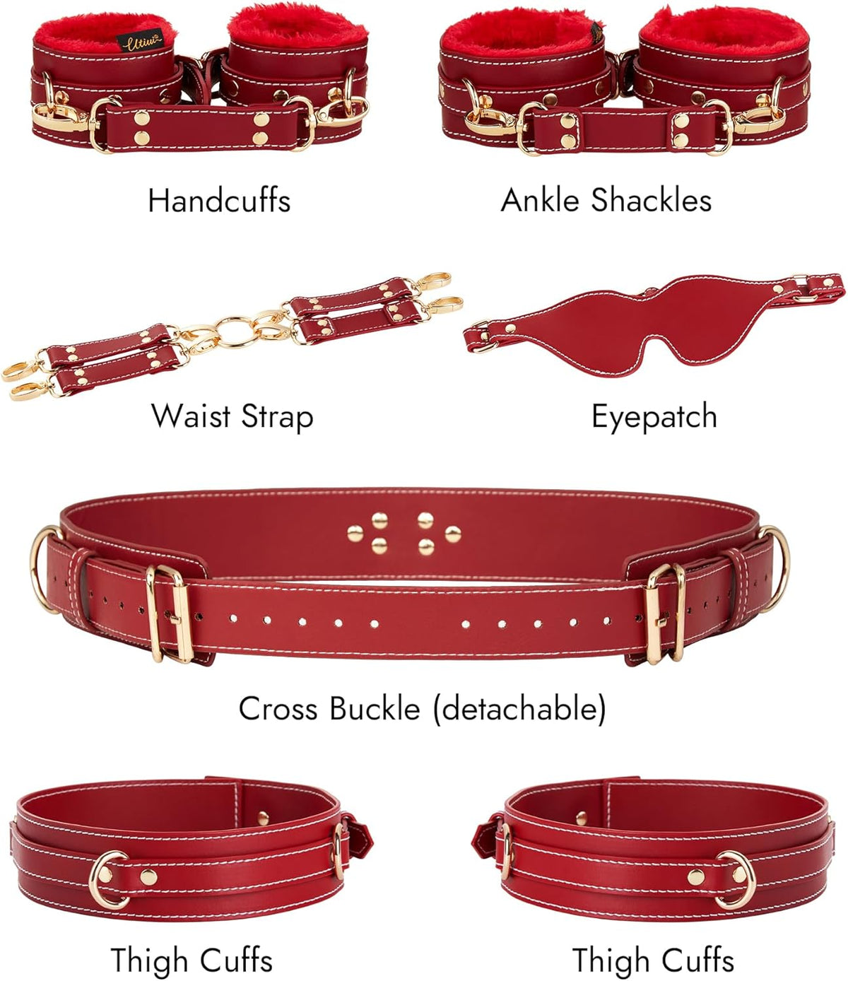 Lori™ – Leder-Bondage-Set mit Riemen & Fesseln (9-Teilig)