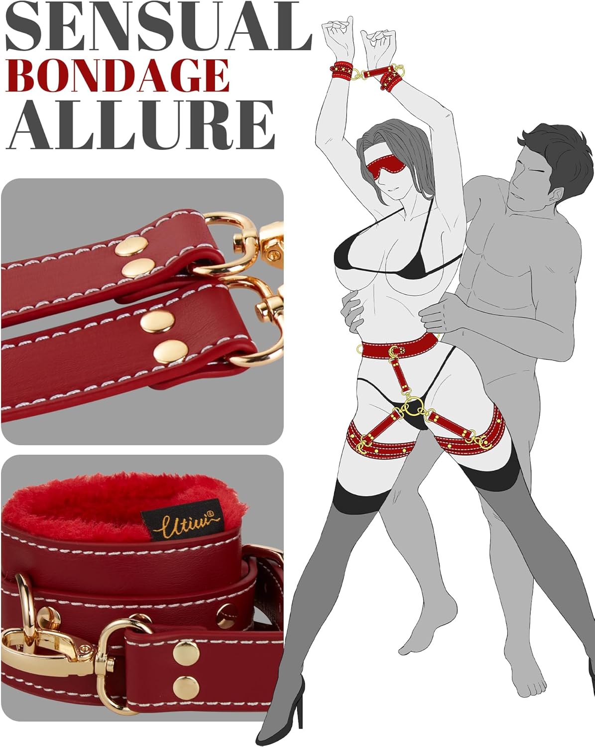 Lori™ – Leder-Bondage-Set mit Riemen & Fesseln (9-Teilig)