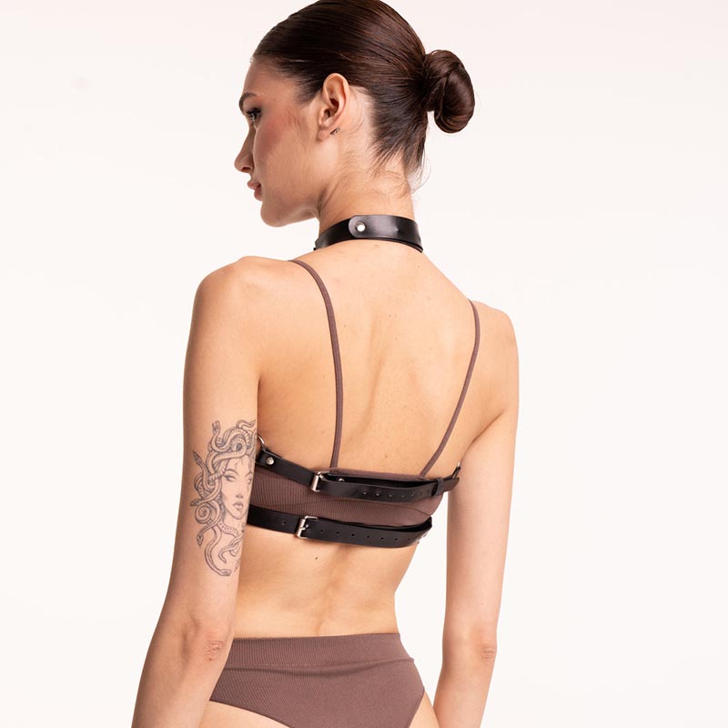 Carla™ – Gothic Faux Leather Bra Harness