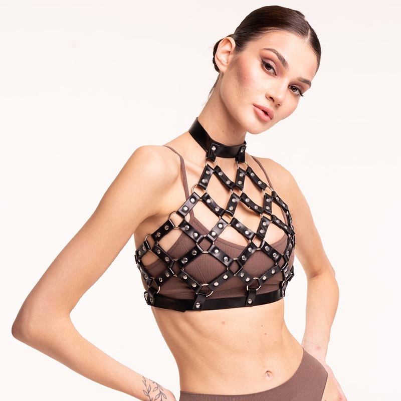 Carla™ – Gothic Faux Leather Bra Harness