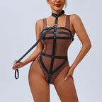 Alicia™ – Schwarzes Harness aus Kunstleder