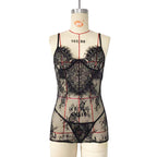 Freda™ – Transparentes Blumen-Spitzen-Negligé mit Neckholder