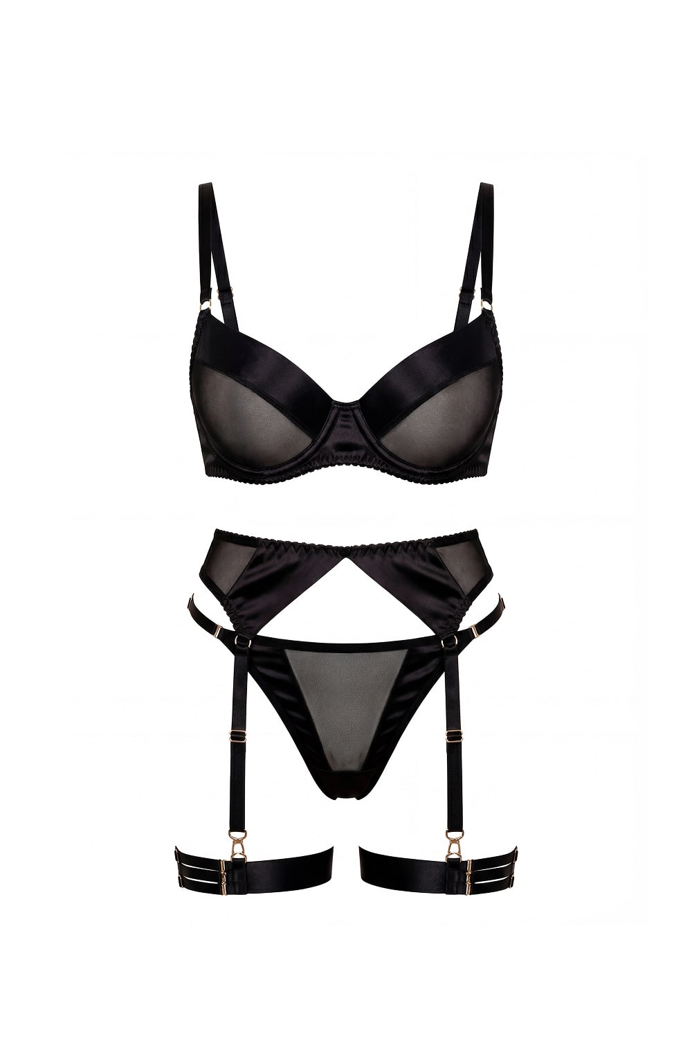 Powder™ - Elegantes 4-teiliges Satin-Dessous-Set