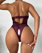 Ora™ – Spitzen-Bodysuit mit Reißverschluss vorne und Neckholder